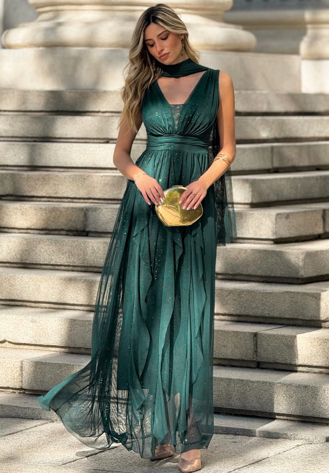 Vestido Lurex Volante